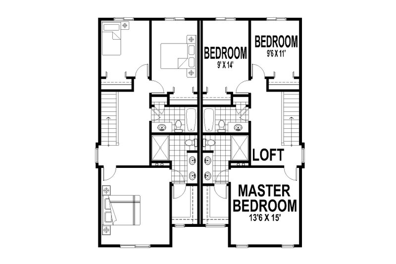 Architectural House Design - Floor Plan - Upper Floor for Contemporary House Plan #112-253 - 3 bed, 2.5 bath