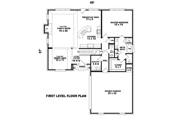 Floor Plan - Main Floor for Traditional House Plan #81-13898 - 3 bed, 2.5 bath