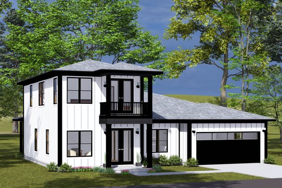 Exterior - Front Elevation 3 for Modern House Plan #513-2315 - 3 bed, 2.5 bath