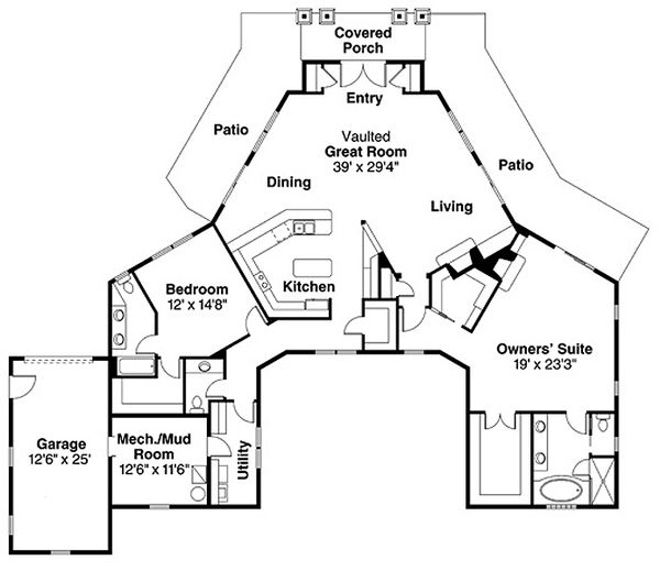 House Plan Design - Craftsman Floor Plan - Main Floor Plan #124-830