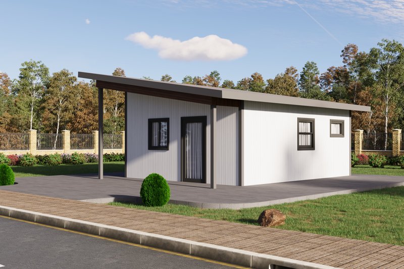 House Blueprint - Exterior - Front Elevation 3 for Modern House Plan #1106-69, 1 bath
