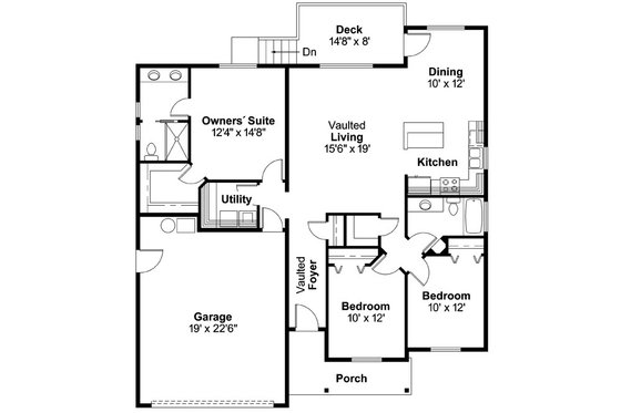 Floor Plan - Main Floor 1 for Country House Plan #124-593 - 3 bed, 2 bath
