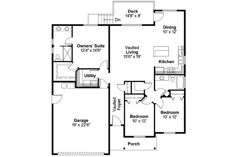 Home Plan - Floor Plan - Main Floor 1 for Country House Plan #124-593 - 3 bed, 2 bath