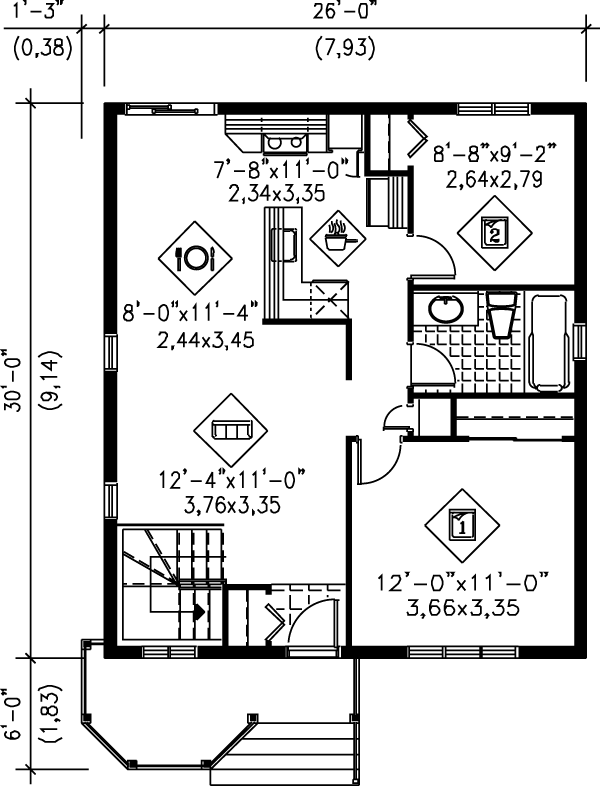 Dream House Plan - Cottage Floor Plan - Main Floor Plan #25-155
