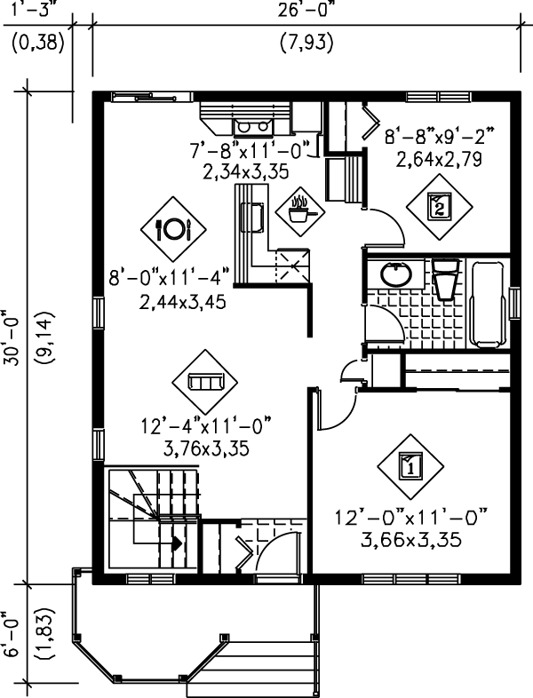 Cottage Floor Plan - Main Floor Plan #25-155