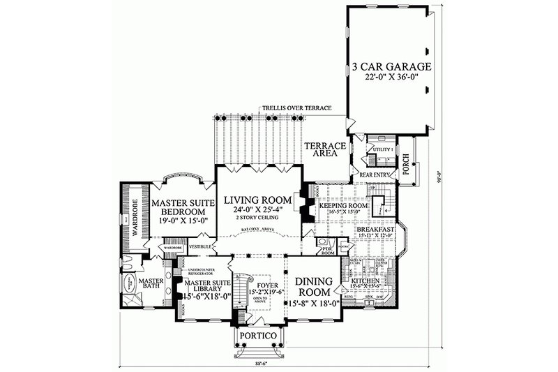 Home Plan - Floor Plan - Main Floor for Colonial House Plan #137-230 - 4 bed, 5 bath