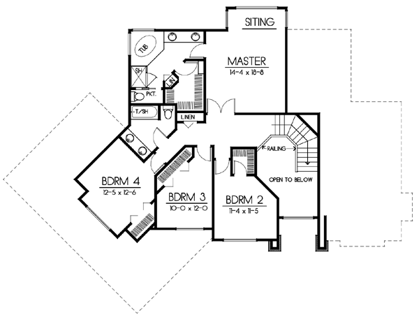 Traditional Floor Plan - Upper Floor Plan #100-446
