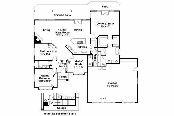 Architectural House Design - Traditional Floor Plan - Main Floor Plan #124-450