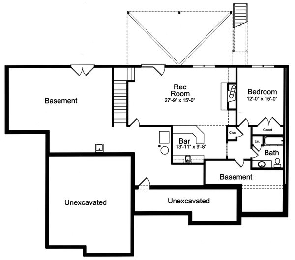 Architectural House Design - Ranch Floor Plan - Lower Floor Plan #46-905