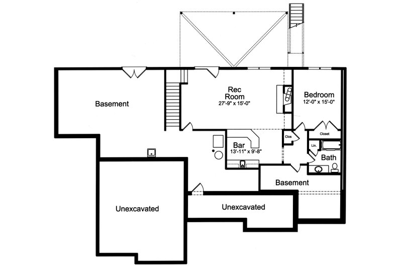 Dream House Plan - Floor Plan - Lower Floor for Ranch House Plan #46-905 - 3 bed, 2 bath