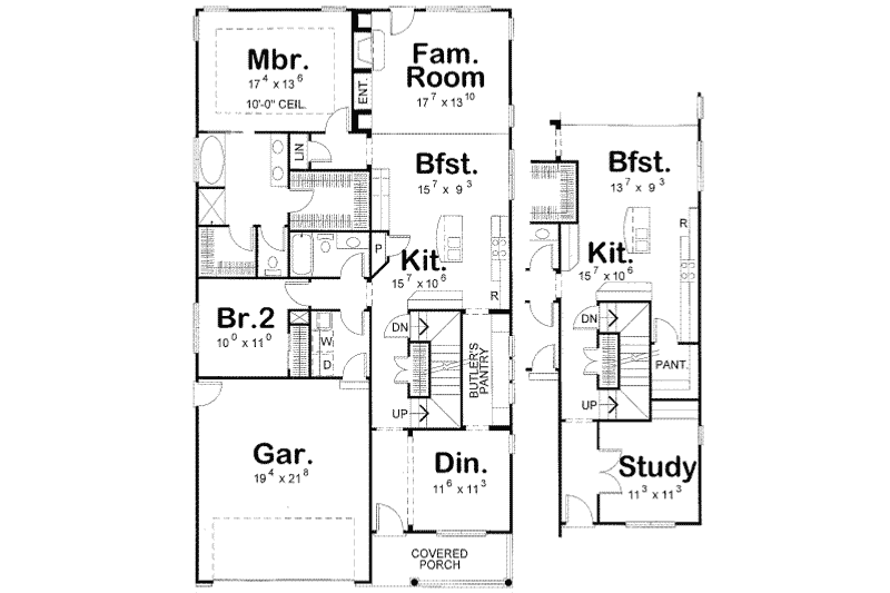 House Plan Design - Floor Plan - Main Floor for Farmhouse House Plan #20-1689 - 4 bed, 3 bath