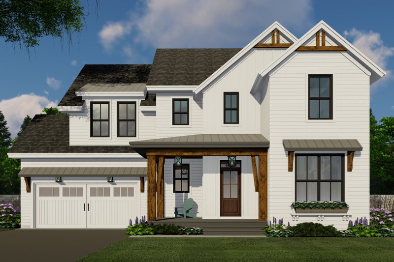 Architectural House Design - Exterior - Front Elevation 4 for Farmhouse House Plan #51-1197 - 4 bed, 3.5 bath