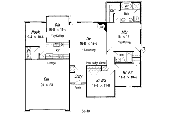 Floor Plan - Main Floor for Southern House Plan #329-132 - 3 bed, 2 bath