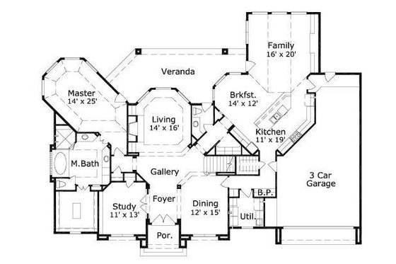 Floor Plan - Main Floor for European House Plan #411-521 - 5 bed, 4.5 bath