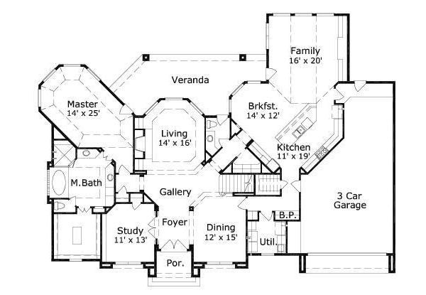 European Floor Plan - Main Floor Plan #411-521