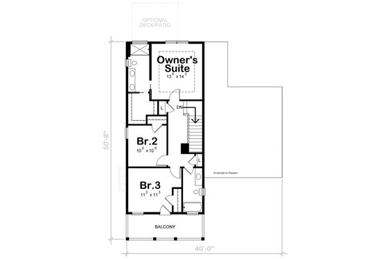 Floor Plan - Upper Floor for Country House Plan #20-2515 - 3 bed, 2.5 bath