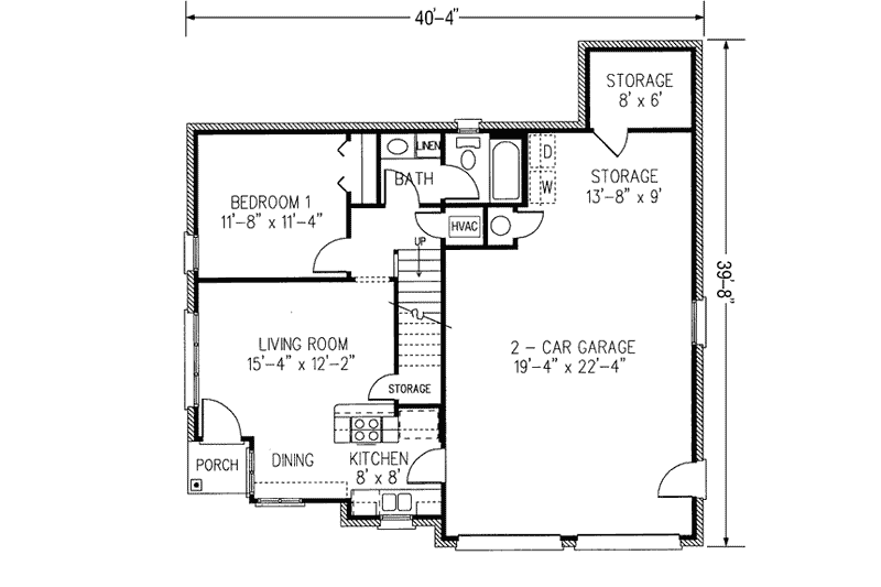 Home Plan - Floor Plan - Main Floor for European House Plan #410-228 - 3 bed, 2 bath
