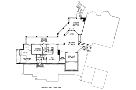 Floor Plan - Lower Floor for European House Plan #141-279 - 6 bed, 7.5 bath