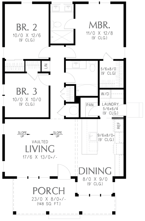 Home Plan - Floor Plan - Main Floor for Farmhouse House Plan #48-1234 - 3 bed, 2 bath