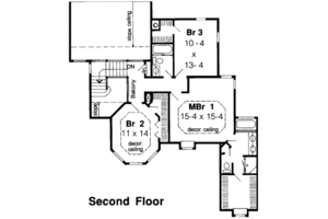 Floor Plan - Upper Floor for European House Plan #312-124 - 3 bed, 2.5 bath