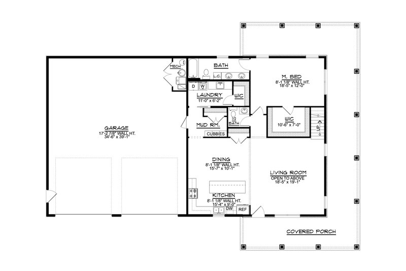 Architectural House Design - Floor Plan - Main Floor for Barndominium House Plan #1064-134 - 3 bed, 2.5 bath
