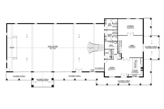 Floor Plan - Main Floor for Barndominium House Plan #1064-382 - 2 bed, 2.5 bath
