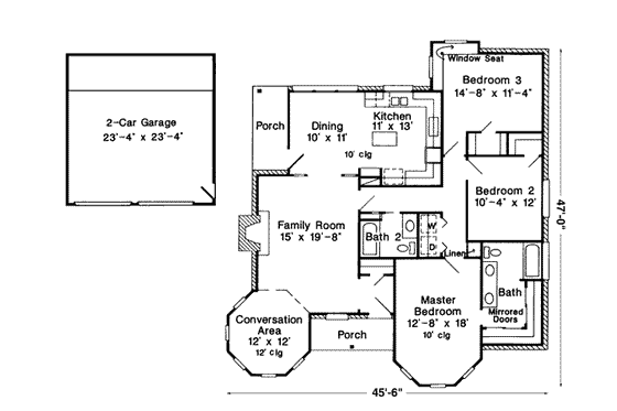 Floor Plan - Main Floor for Victorian House Plan #410-133 - 3 bed, 2 bath
