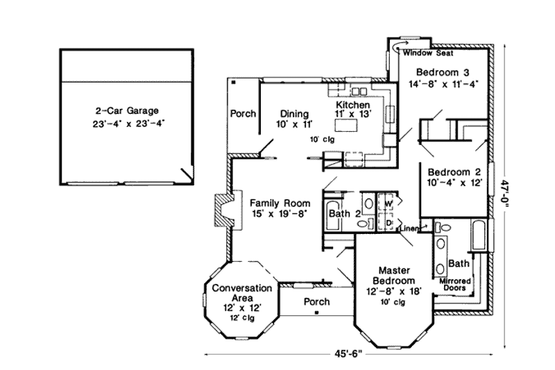 Home Plan - Floor Plan - Main Floor for Victorian House Plan #410-133 - 3 bed, 2 bath