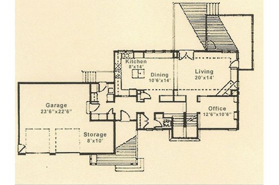 Floor Plan - Main Floor for Prairie House Plan #454-4 - 3 bed, 2.5 bath