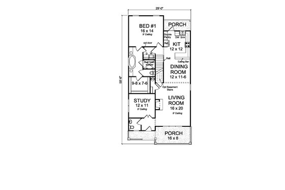 Floor Plan - Main Floor for Farmhouse House Plan #513-2215 - 4 bed, 3.5 bath