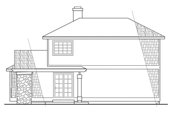 Exterior - Rear Elevation for Country House Plan #124-149 - 2 bed, 2 bath