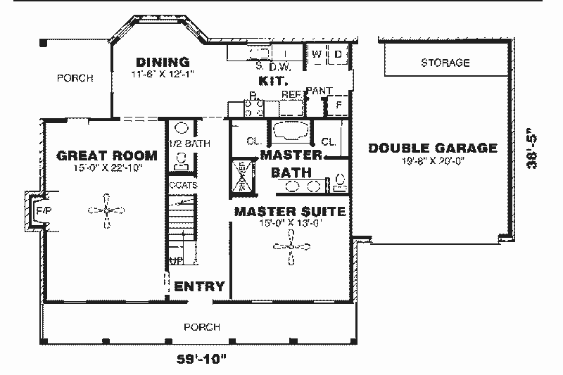 Home Plan - Floor Plan - Main Floor for Country House Plan #34-152 - 3 bed, 2.5 bath