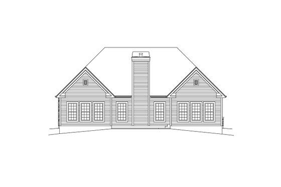 Exterior - Rear Elevation for Ranch House Plan #57-663 - 3 bed, 2 bath