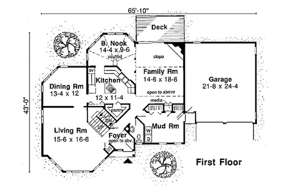Floor Plan - Main Floor for Traditional House Plan #312-808 - 3 bed, 2.5 bath