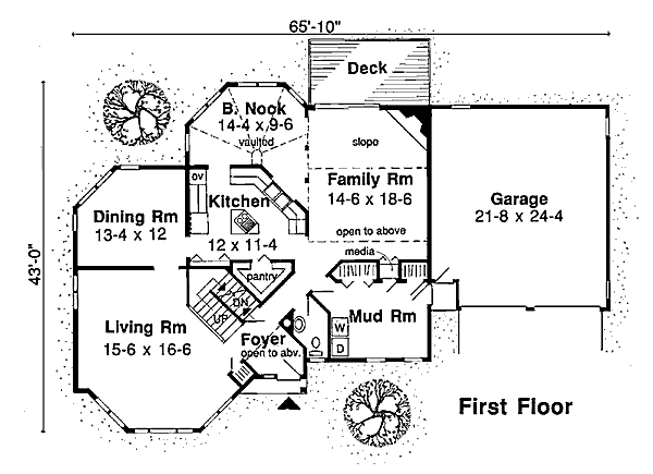 Floor Plan - Main Floor for Traditional House Plan #312-808 - 3 bed, 2.5 bath