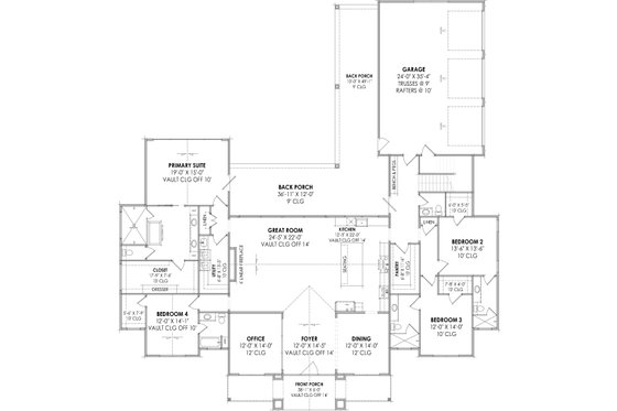 Floor Plan - Main Floor for Modern House Plan #1096-35 - 4 bed, 4.5 bath