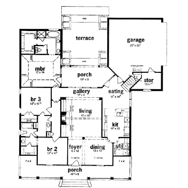 Southern Floor Plan - Main Floor Plan #36-337