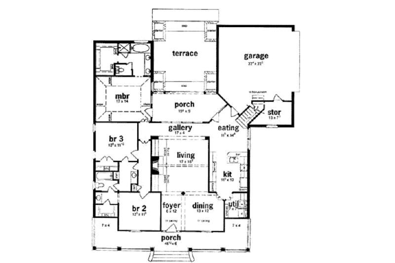 Southern Style House Plan - 3 Beds 2 Baths 1903 Sq/Ft Plan #36-337 ...