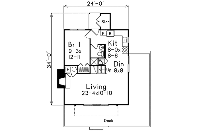 Architectural House Design - Floor Plan - Main Floor for Cottage House Plan #57-551 - 5 bed, 2 bath