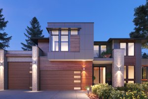 Exterior - Front Elevation 3 for Contemporary House Plan #1066-132 - 4 bed, 4.5 bath