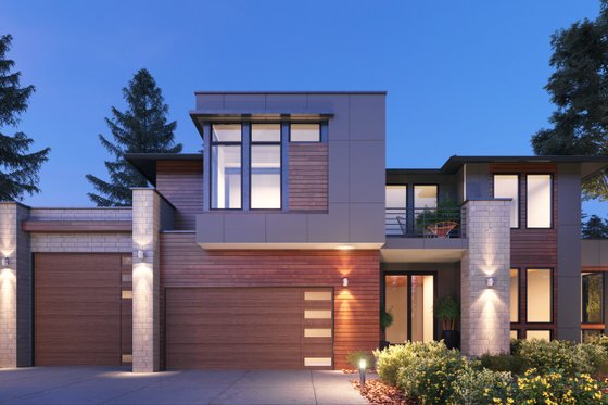 Exterior - Front Elevation 3 for Contemporary House Plan #1066-132 - 4 bed, 4.5 bath