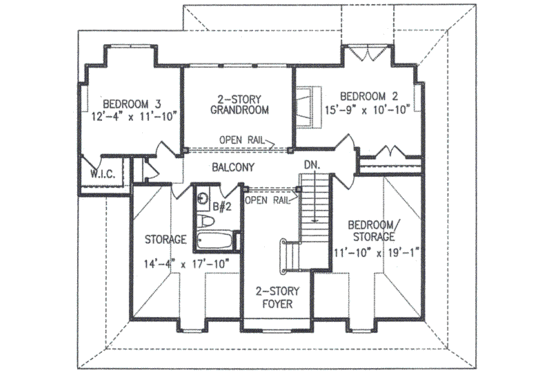 Floor Plan - Upper Floor for Southern House Plan #54-119 - 4 bed, 2.5 bath
