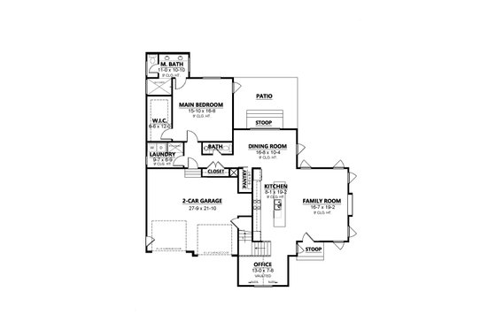 Floor Plan - Main Floor for Contemporary House Plan #1080-14 - 4 bed, 2.5 bath