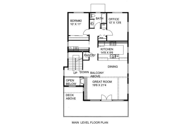 Home Plan - Floor Plan - Main Floor for Mediterranean House Plan #117-884 - 2 bed, 3 bath