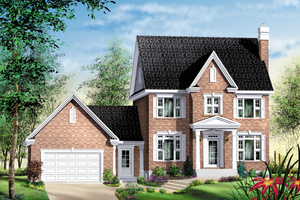 Colonial Exterior - Front Elevation Plan #25-2008