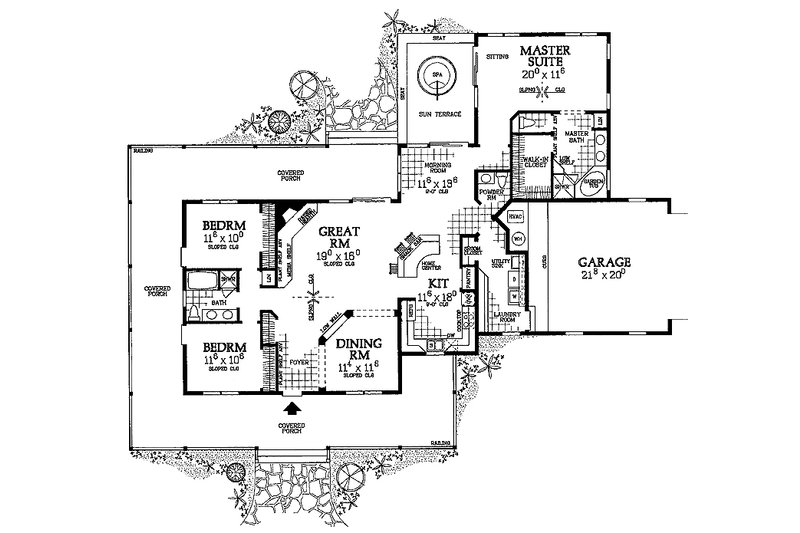 Architectural House Design - Floor Plan - Main Floor for Farmhouse House Plan #72-132 - 3 bed, 2.5 bath