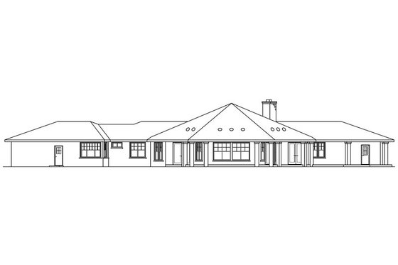 Exterior - Rear Elevation for Ranch House Plan #124-575 - 3 bed, 2.5 bath