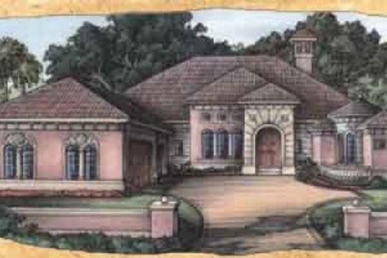 Exterior - Front Elevation for Mediterranean House Plan #115-122 - 3 bed, 3.5 bath
