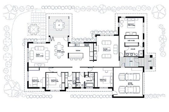 Floor Plan - Main Floor for Modern House Plan #496-3 - 4 bed, 2 bath
