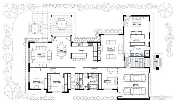 Modern Style House Plan - 4 Beds 2 Baths 3079 Sq/Ft Plan #496-3